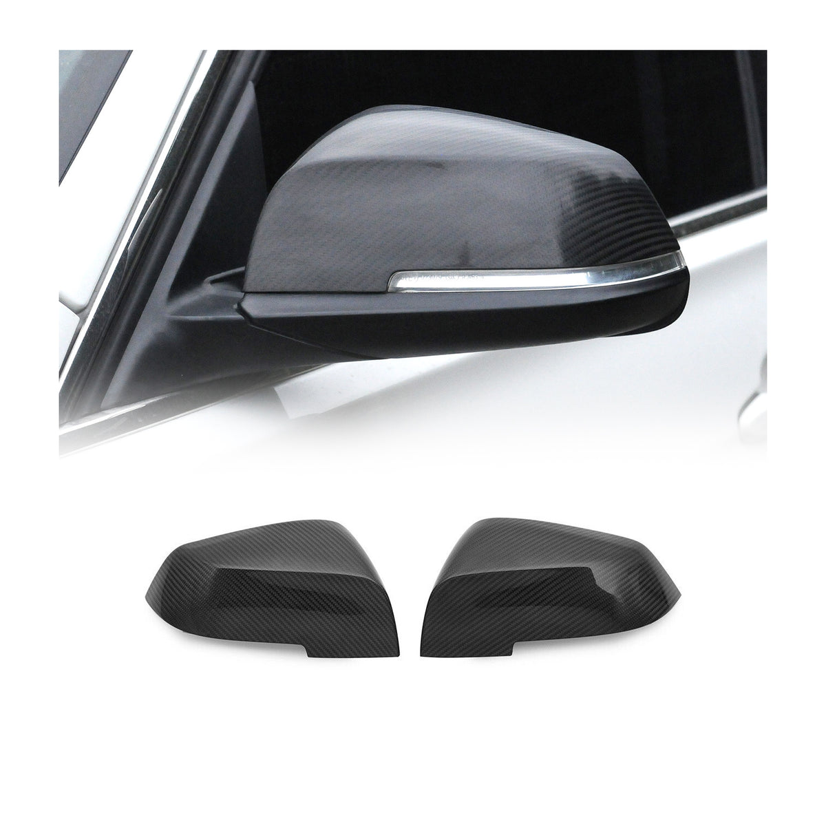 Spiegelkappen Leiste für BMW 3er F30 F31 F34 2012-2018 Echt Carbon Schwarz 2x