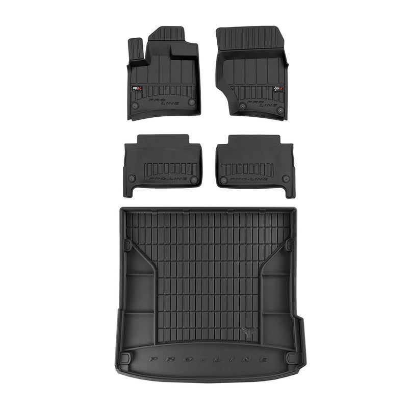 OMAC Fußmatten & Kofferraumwanne Set für Audi Q7 2006-2015 Gummi TPE Schwarz 5x