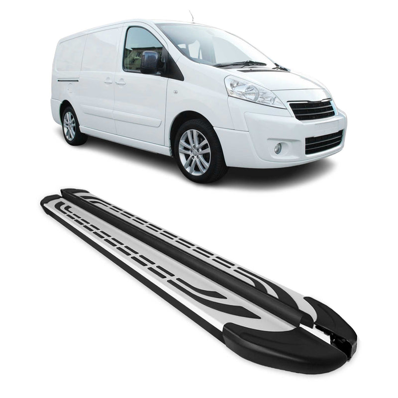 Trittbretter Seitenschweller für Peugeot Expert 2007-2016 L2 Langer Schwarz Alu