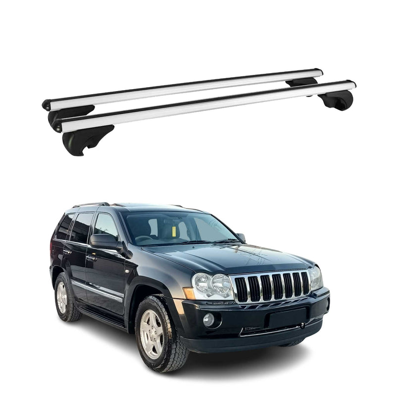 Dachträger Grundtäger für Jeep Grand Cherokee WK 2005-2010 75kg Alu Silber 2 tlg