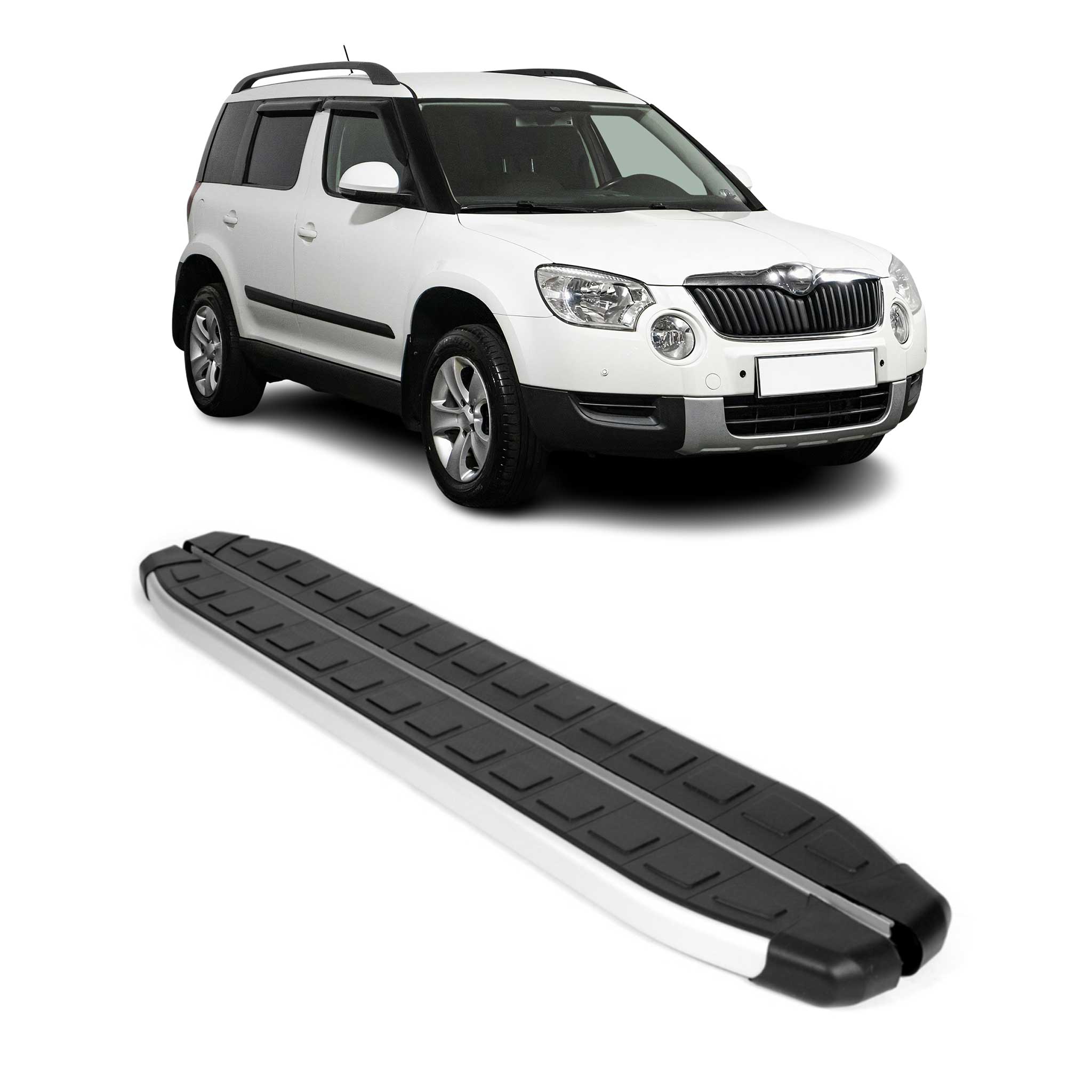 Seitenschweller Seitenbretter Trittbretter für Skoda Yeti 2009-2017 Alu Schwarz