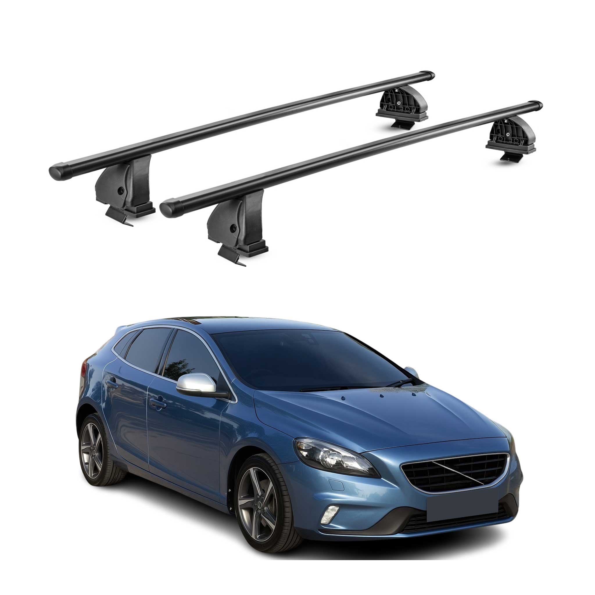 Stahl Dachträger für Volvo V40 2013-2019 TÜV Abschließbar 75 kg 2tlg Schwarz