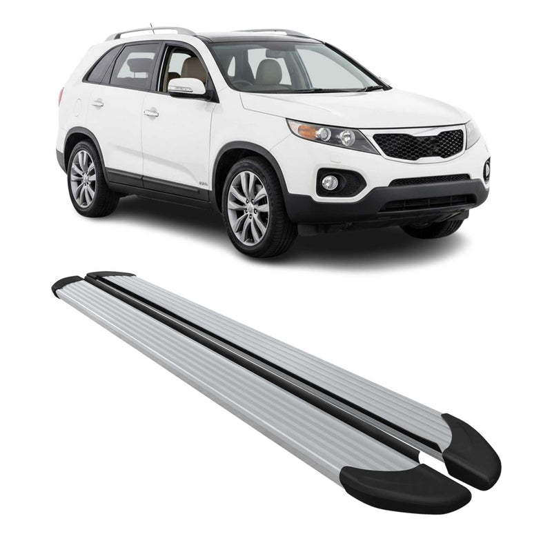 Seitenschweller Trittbretter Schweller für Kia Sorento 2 XM 2009-2013 Alu Grau