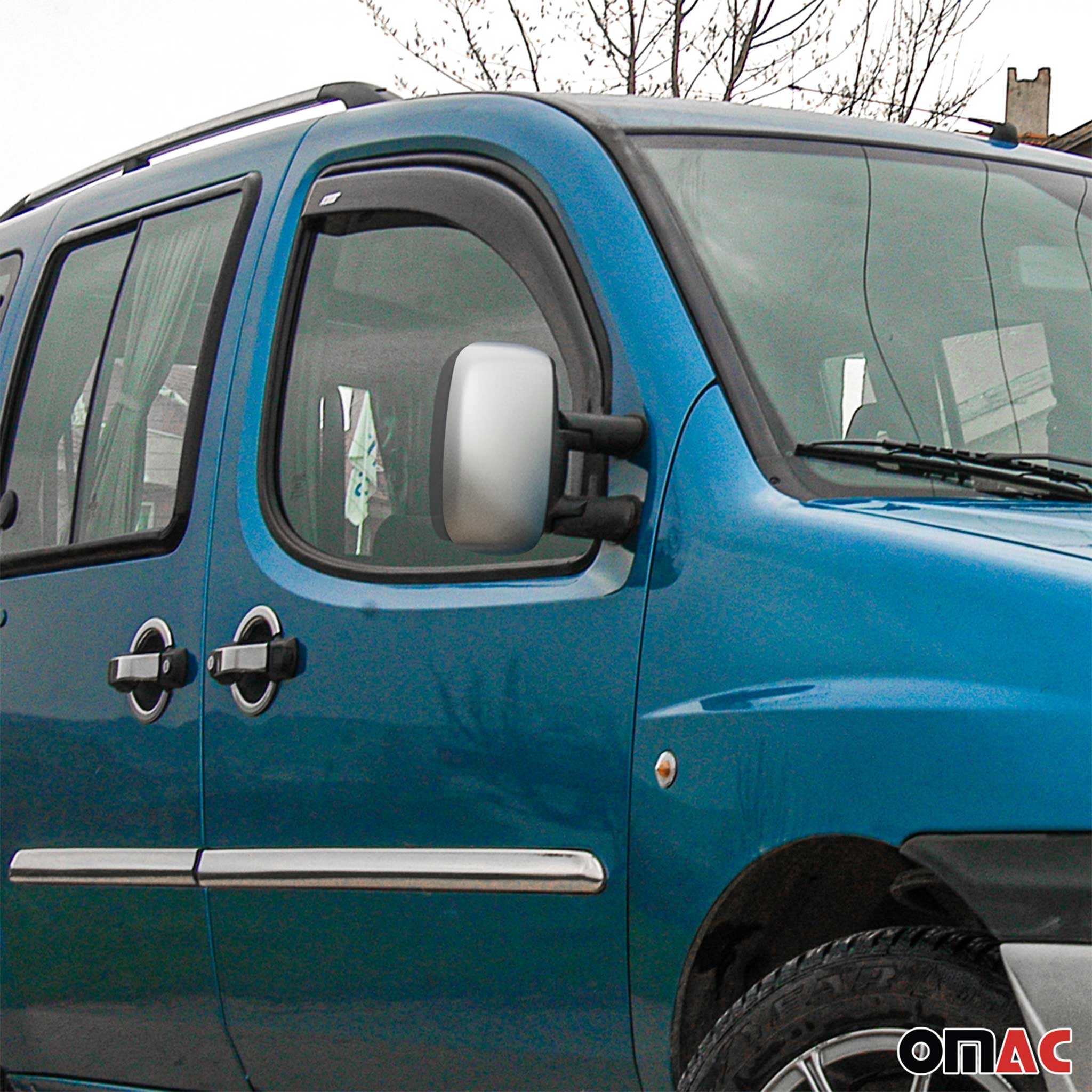 Spiegelkappen Spiegelabdeckung für Fiat Doblo 2000-2010 Chrom ABS Matt 2tlg