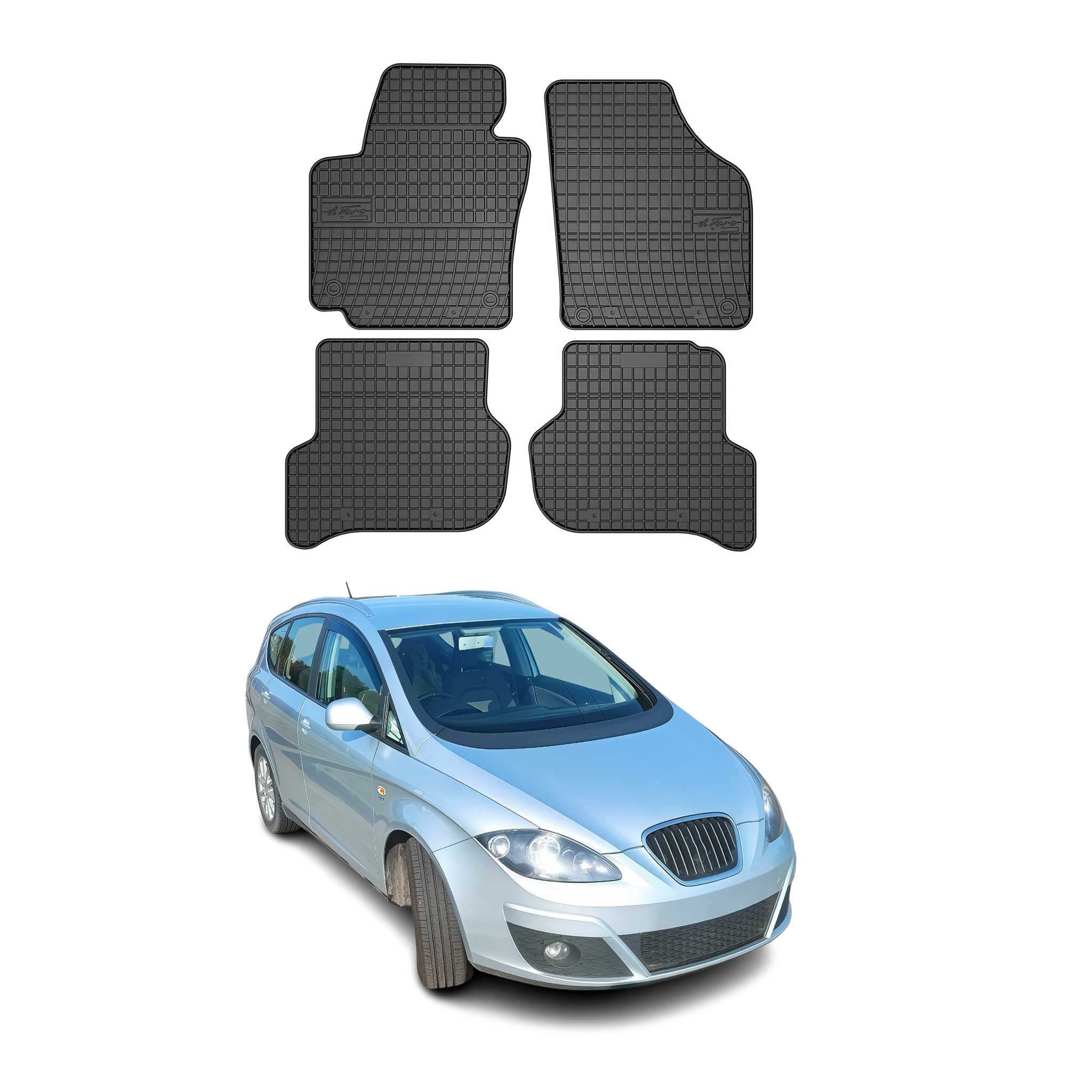 OMAC Gummi Fußmatten für Seat Altea XL 2006-2015 Automatten Gummi TPE Schwarz 4x