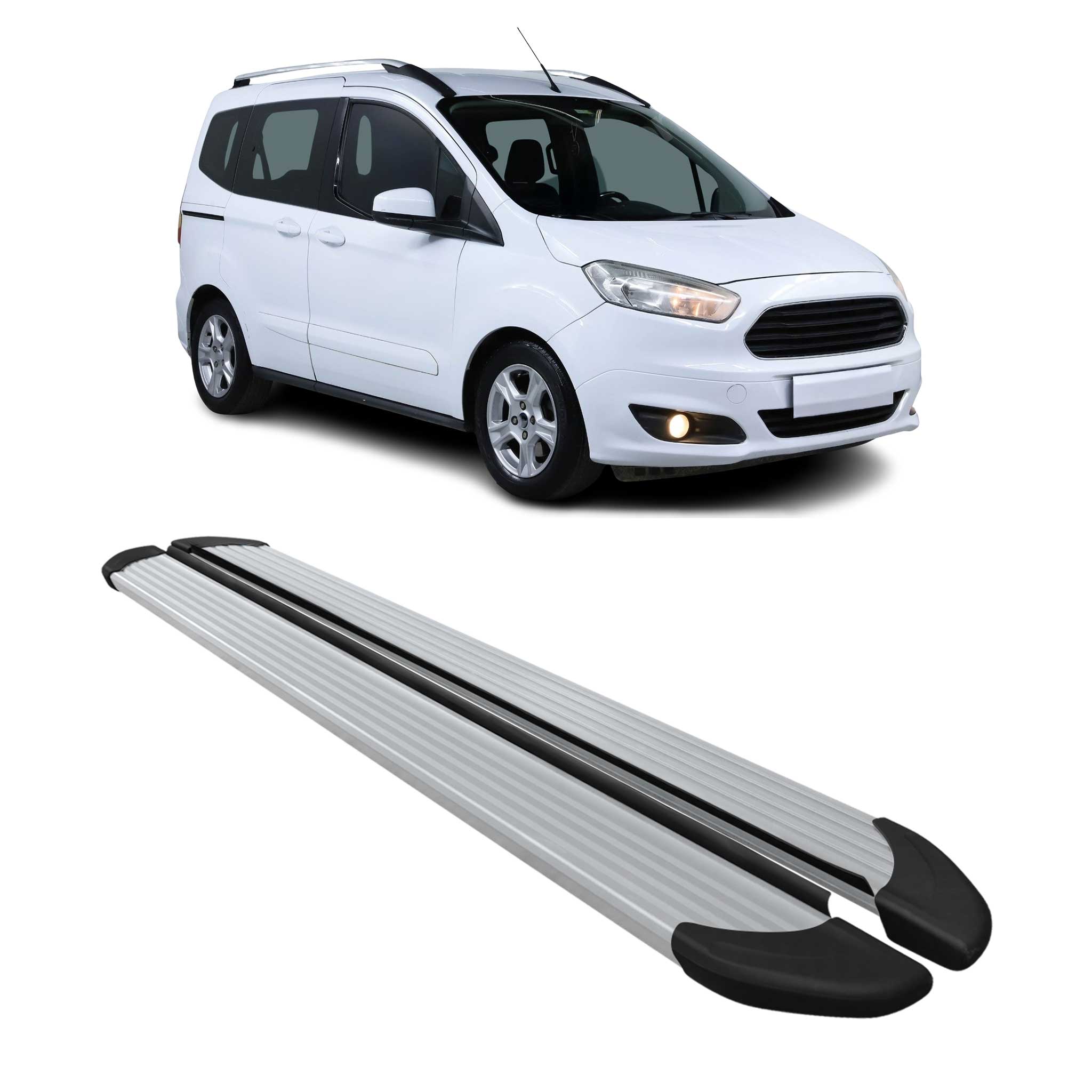Trittbretter Schweller für Ford Tourneo Courier I 2014-2023 L1 Aluminium Silber