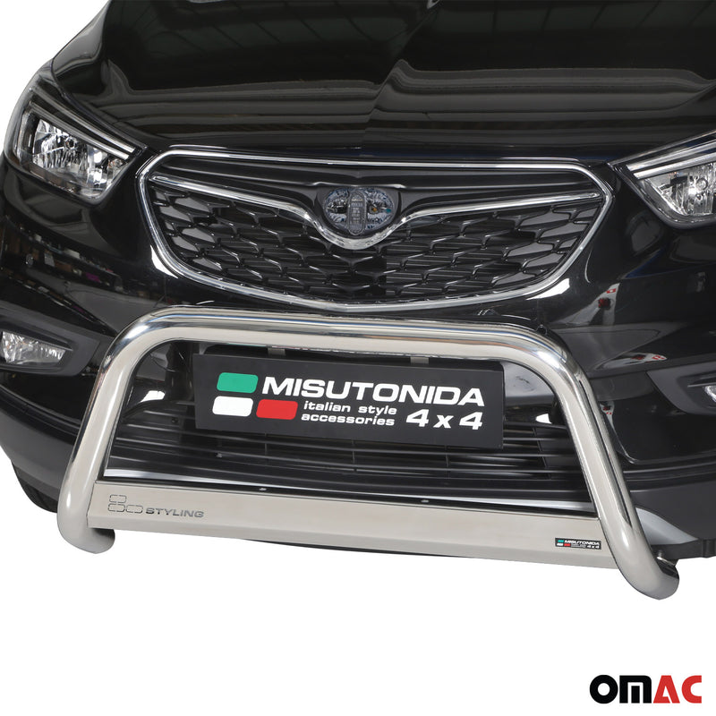 Frontbügel Frontschutzbügel für Opel Mokka X 2016-2019 ø63mm Stahl Silber Schutz