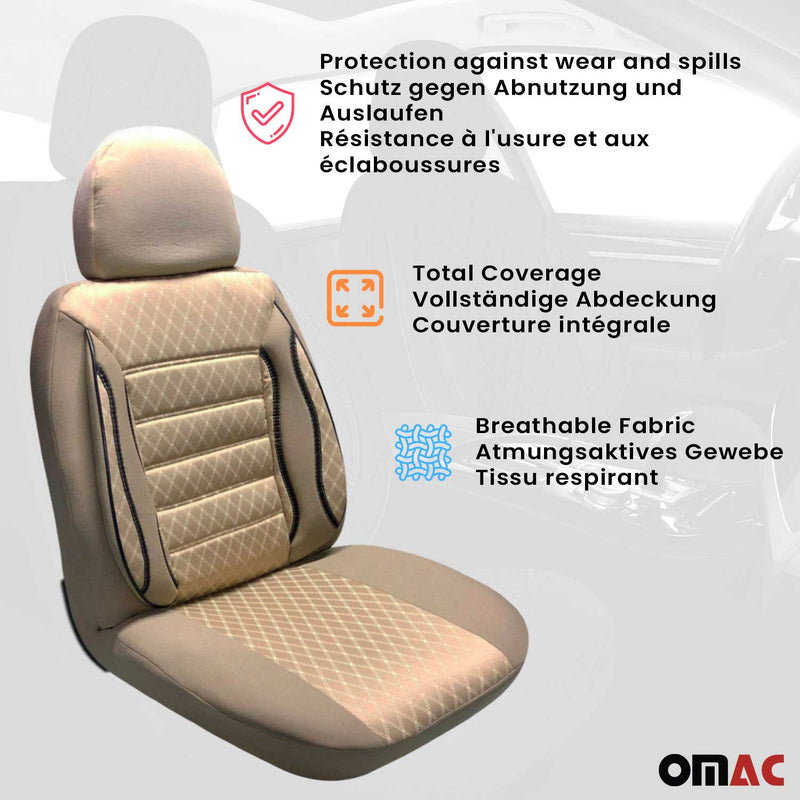 Sitzbezüge Schonbezüge Sitzschoner für Renault Trafic 2001-2014 Beige 2+1 Vorne