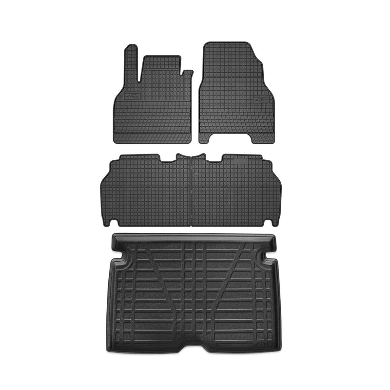 Fußmatten & Kofferraumwanne Set für Renault Kangoo 2016-2021 Gummi Schwarz 5x