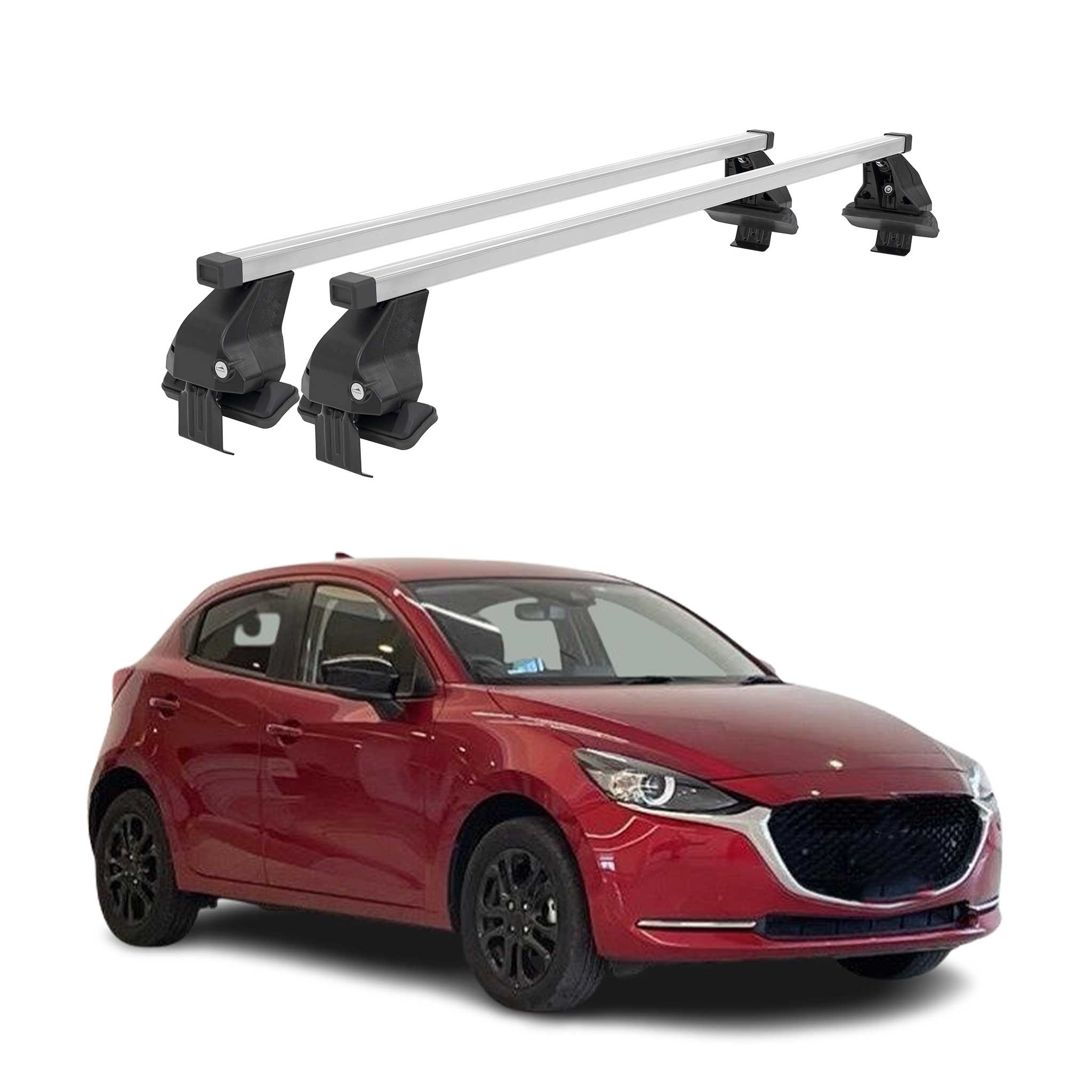 Menabo Dachträger Grundtäger für Mazda 2 2014-2020 50kg Stahl Silber 2 tlg