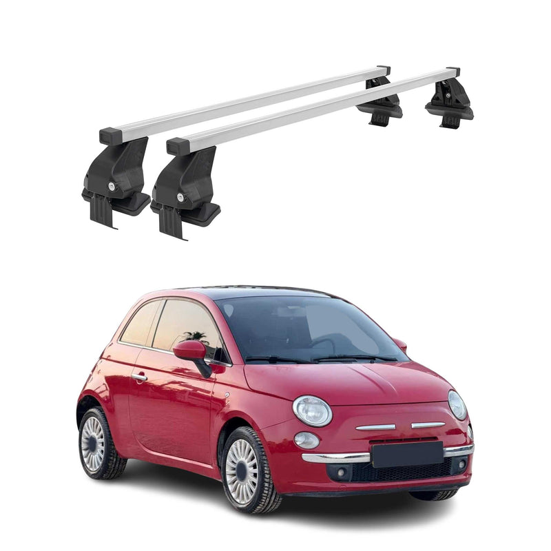 Menabo Dachträger Grundtäger für Fiat 500 2007-2024 50kg Stahl Silber 2 tlg
