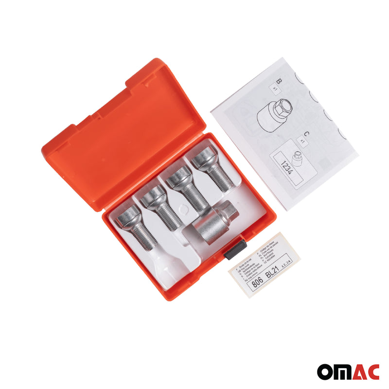 Radschloss Satz für Mercedes EQC/ EQA/ EQB/ EQS/ EQE ab 2020 Silber 4tlg M14X1.5