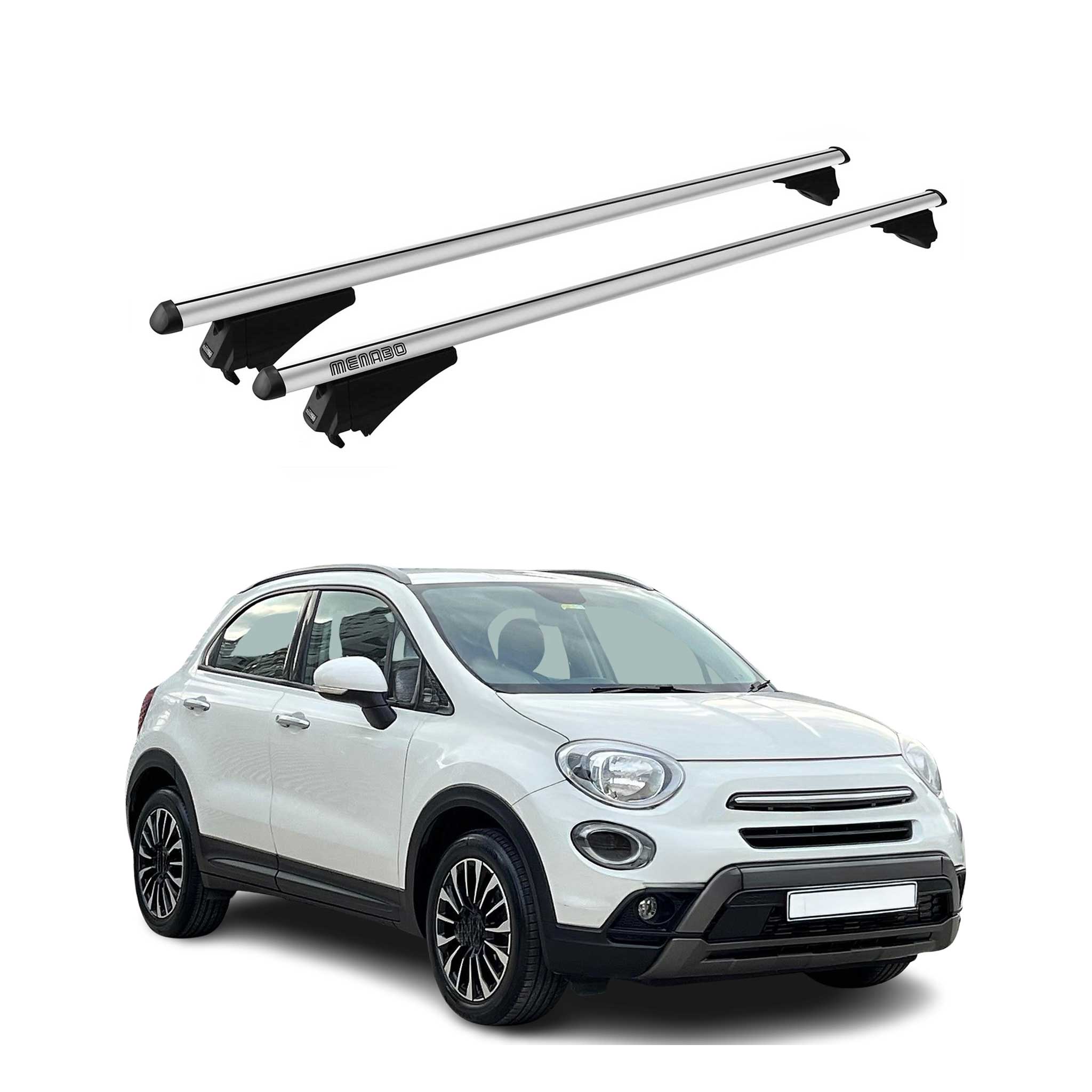 Menabo Dachträger Grundtäger für Fiat 500X 2015-2024 75kg Aluminium Silber 2x