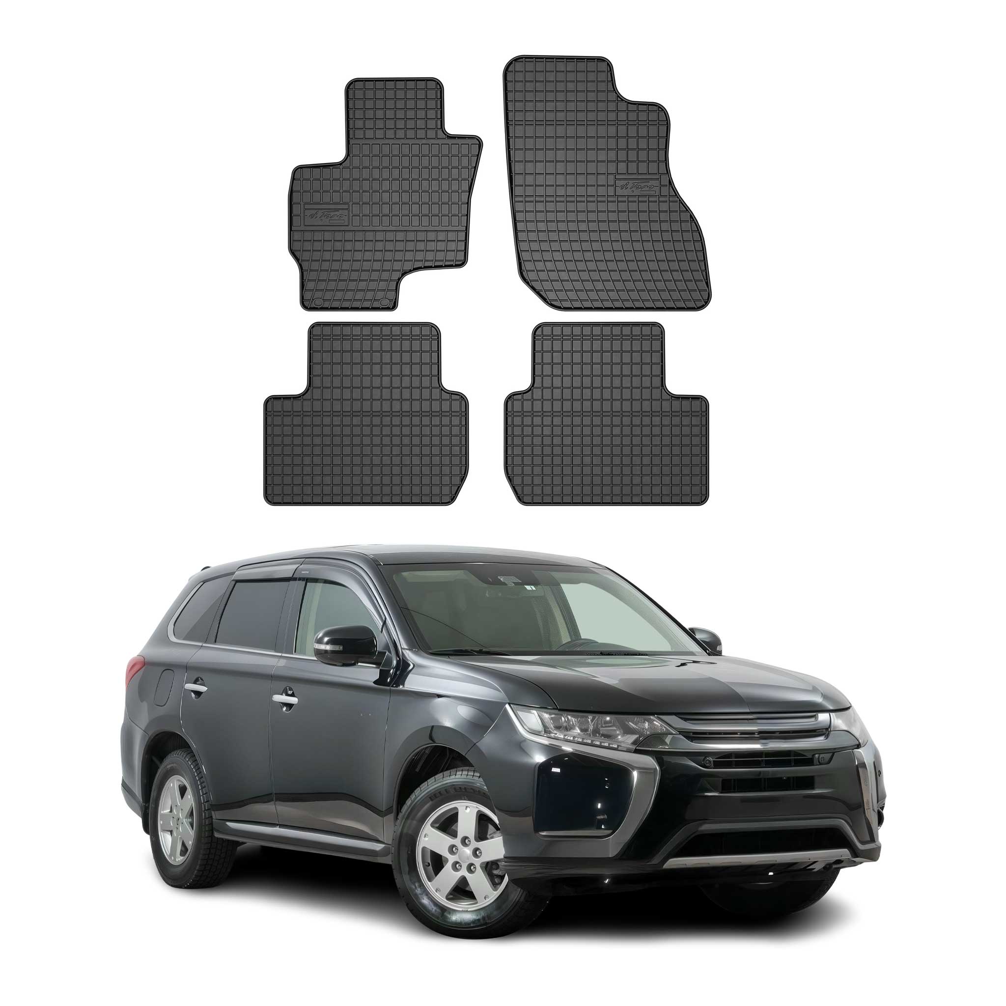 OMAC Gummi Fußmatten für Mitsubishi Outlander PHEV 2014-2020 Matten Schwarz 4x
