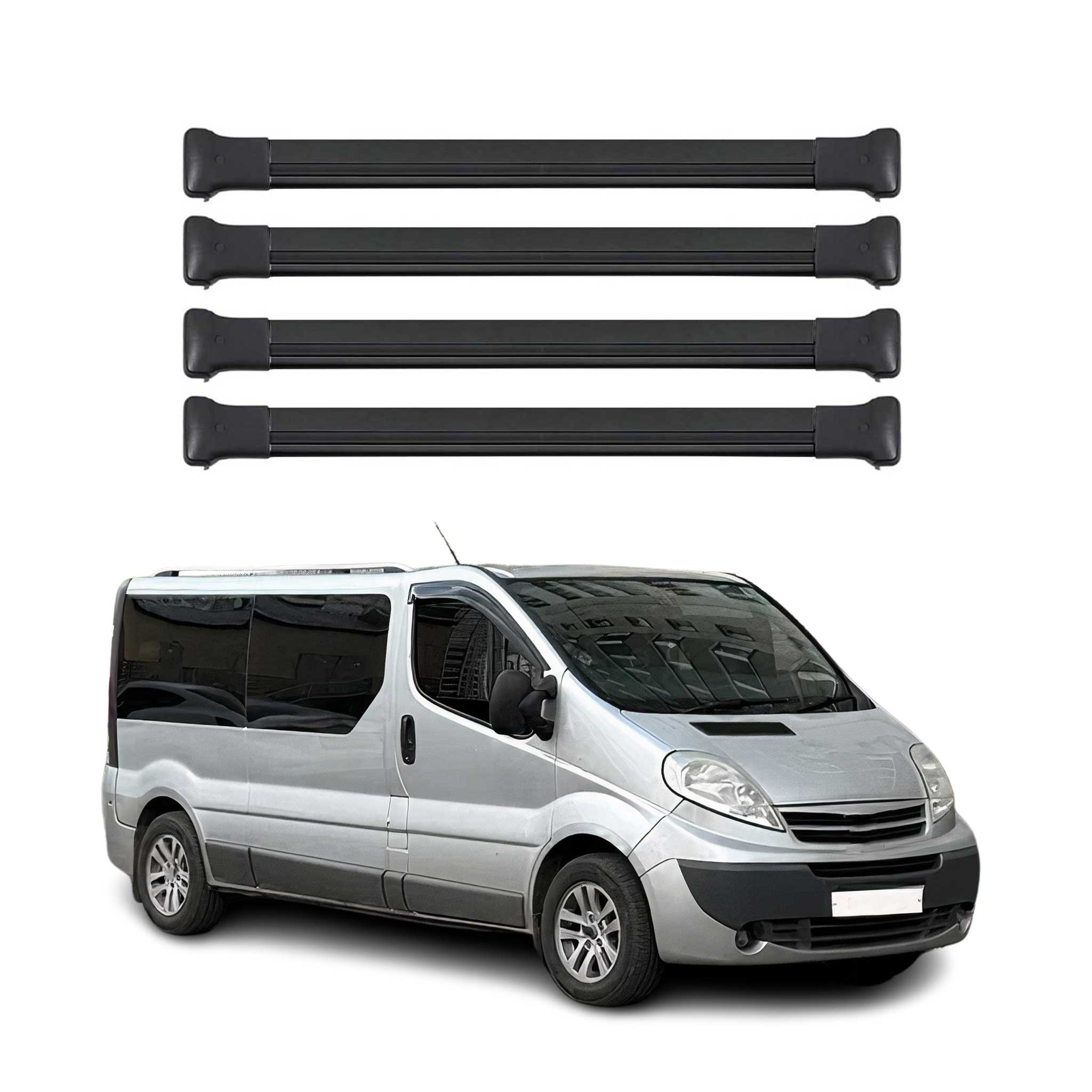 Dachträger Gepäckträger für Nissan Primastar 2001-2014 Aluminium Schwarz 4x