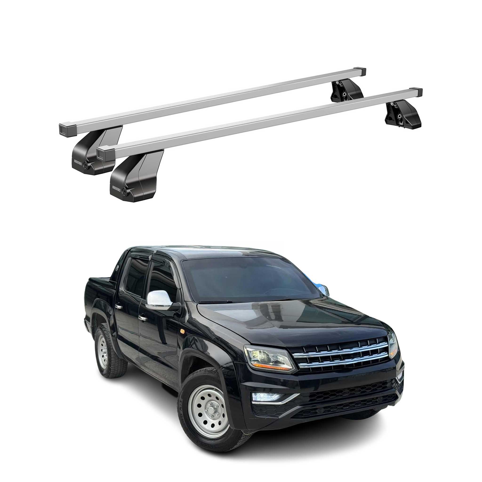 Menabo Dachträger Grundtäger für VW Amarok mk1 2010-2016 Pre-FL 75kg Silber 2x