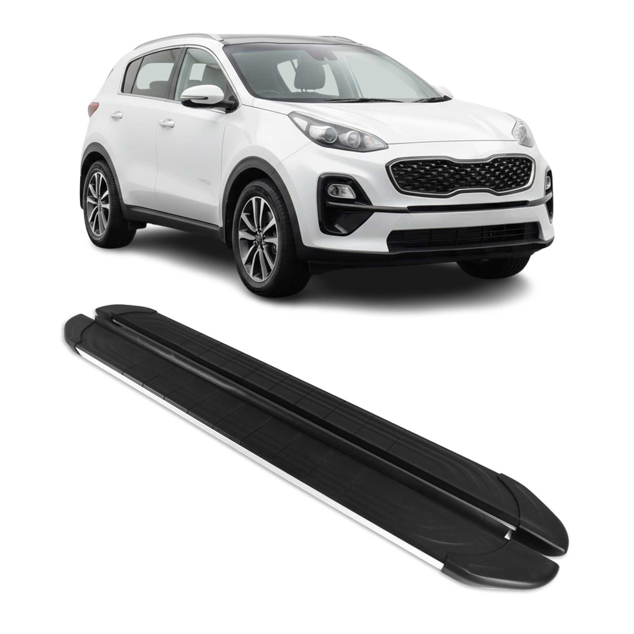 Trittbretter Seitenschweller für Kia Sportage 2015-2021 Aluminium Schwarz Silber