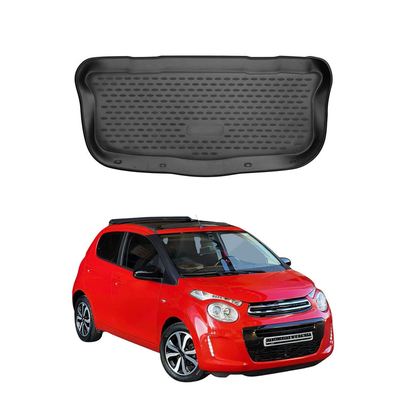 Kofferraummatte Kofferraumwanne für Citroen C1 2014-2022 Gummi TPE Schwarz