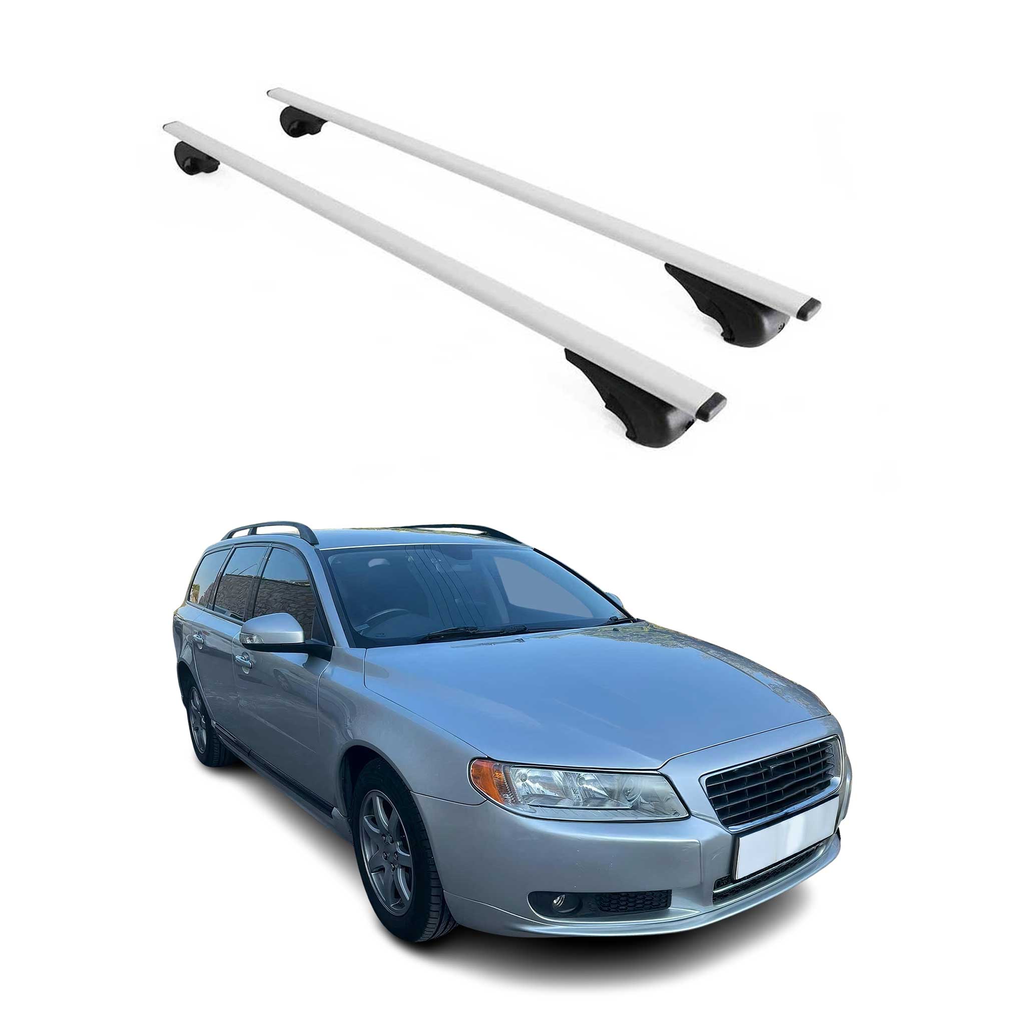 Dachträger Grundtäger für Volvo V70 2007-2016 75kg Metall Silber 2 tlg