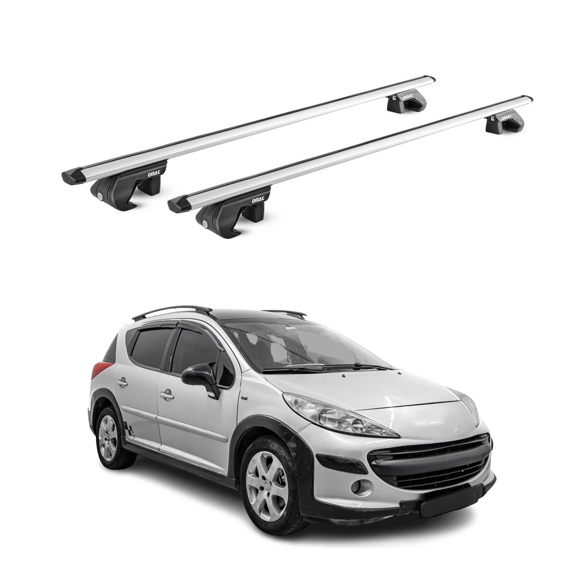Dachträger Grundtäger für Peugeot 207 Kombi 2007-2012 90kg Alu Silber 2 tlg ABE