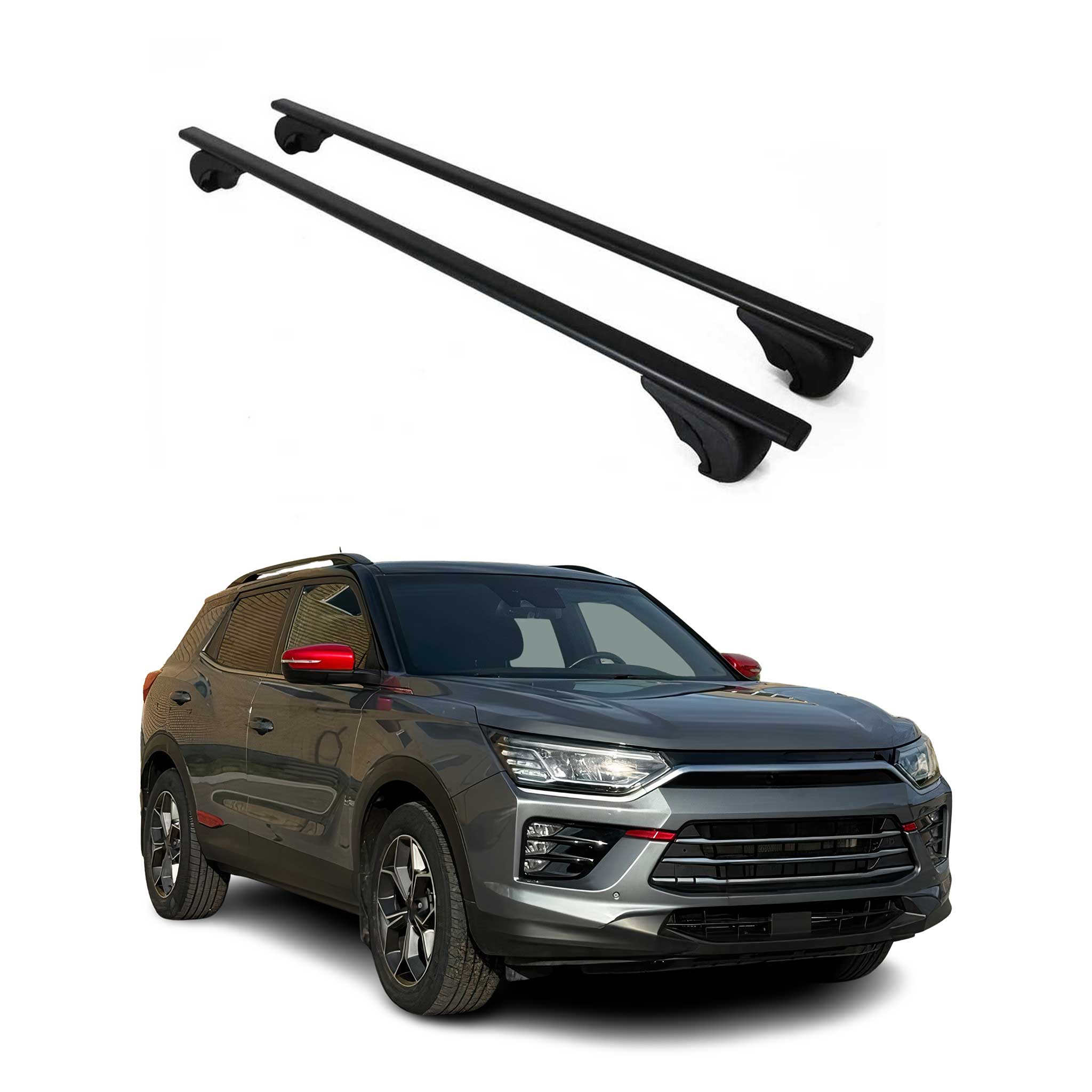 Dachträger Grundtäger für Ssangyong Korando 2019-2026 75kg Metall Schwarz 2 tlg