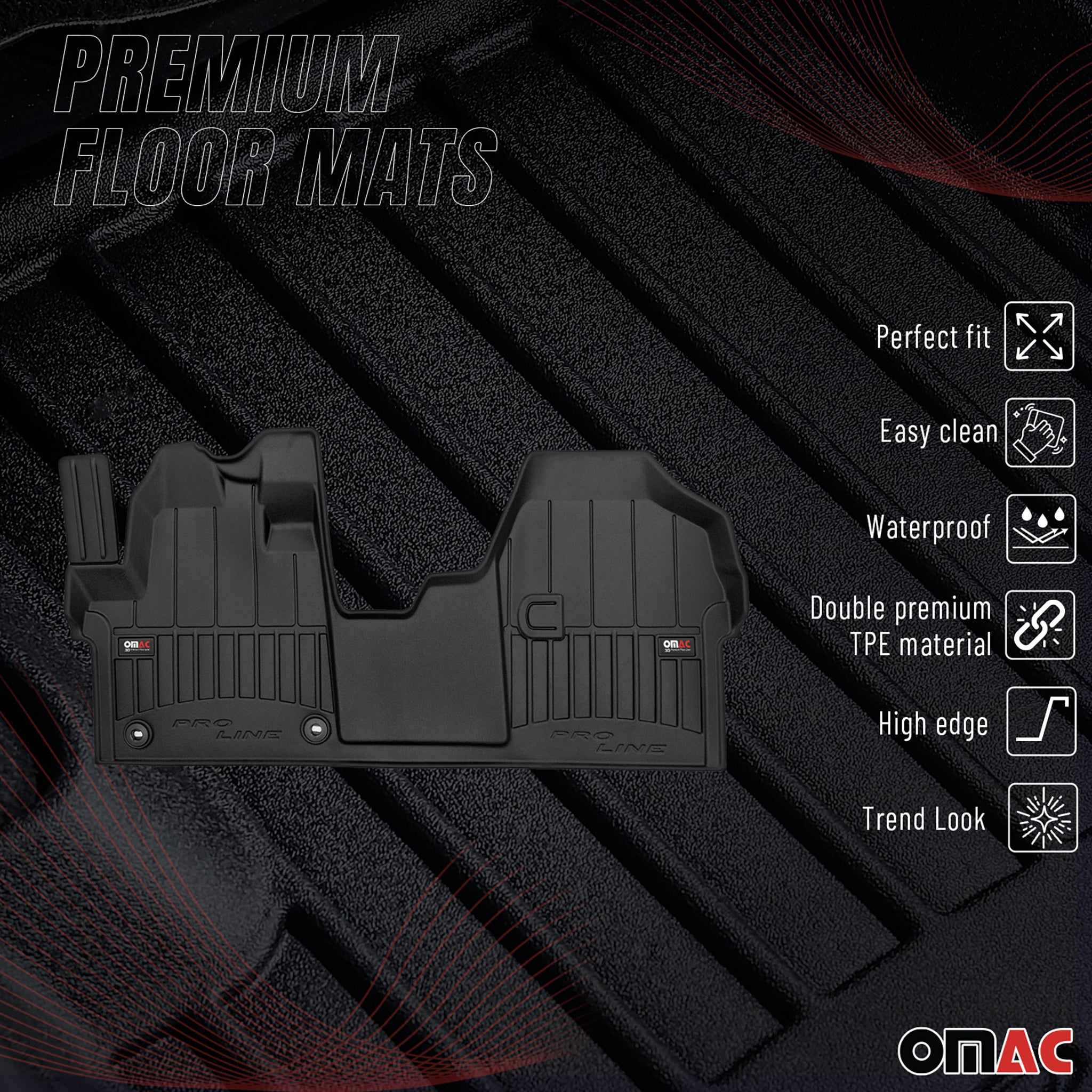 OMAC Gummi Fußmatten für Toyota Proace 2016-2026 Premium TPE Automatten 1tlg