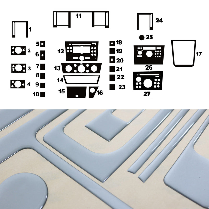 Innenraum Dekor Cockpit für Opel Vectra C 2002-2008 Aluminium Optik 27tlg