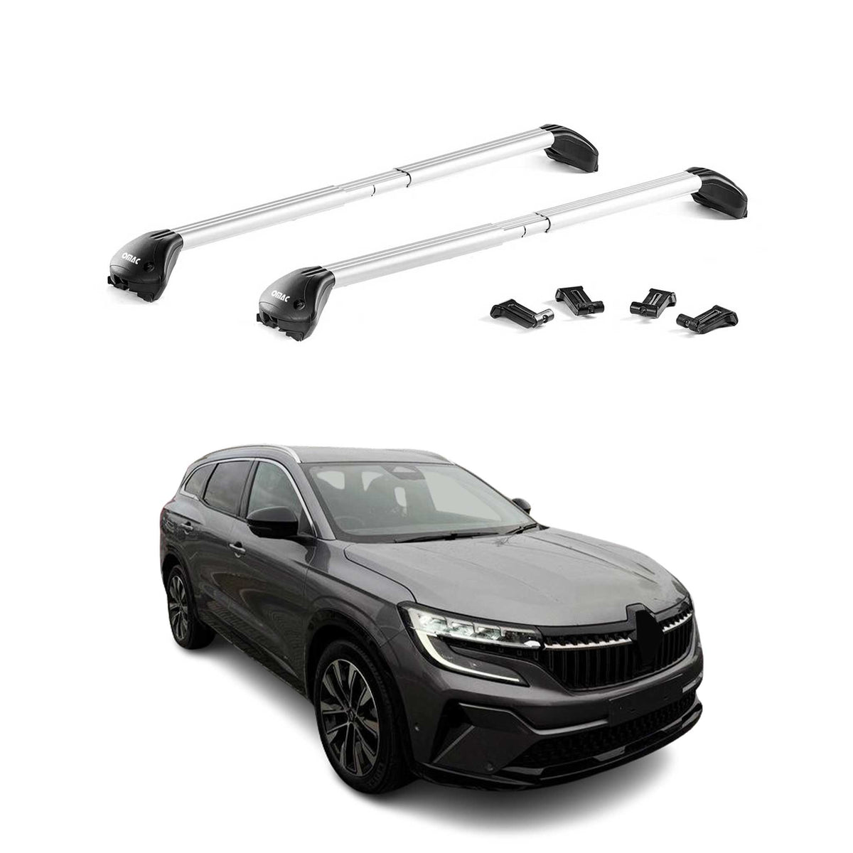 Dachträger Grundtäger für Renault Espace 2023-2026 100kg Alu Silber 2 tlg ABE