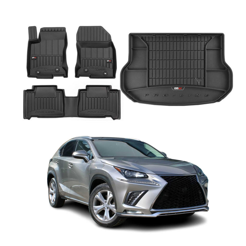 OMAC Fußmatten & Kofferraumwanne Set für Lexus NX 2014-2025 Gummi Schwarz 4x