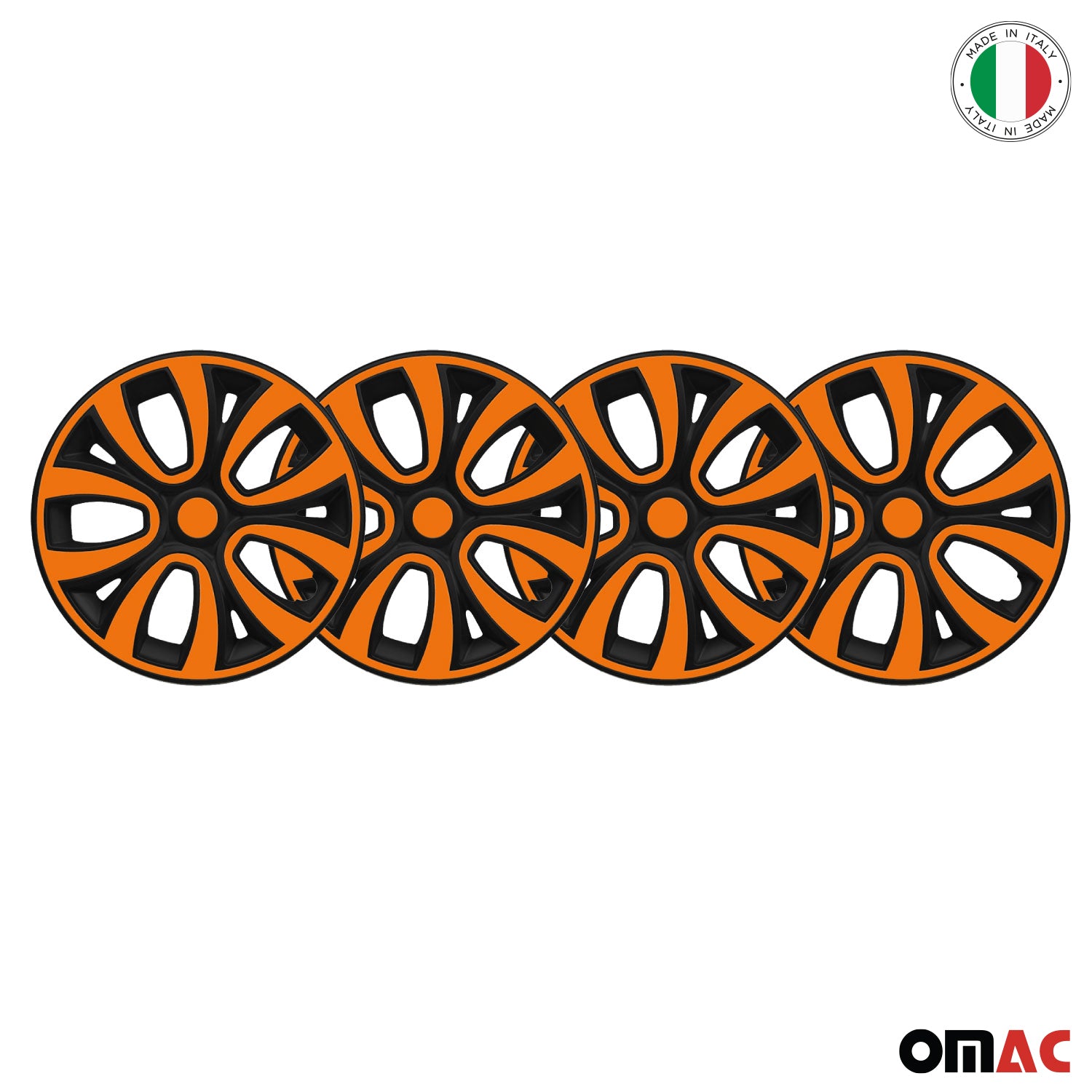 4x Radzierblende Radkappen für 14" Zoll Stahlfelgen Orange Matt Schwarz