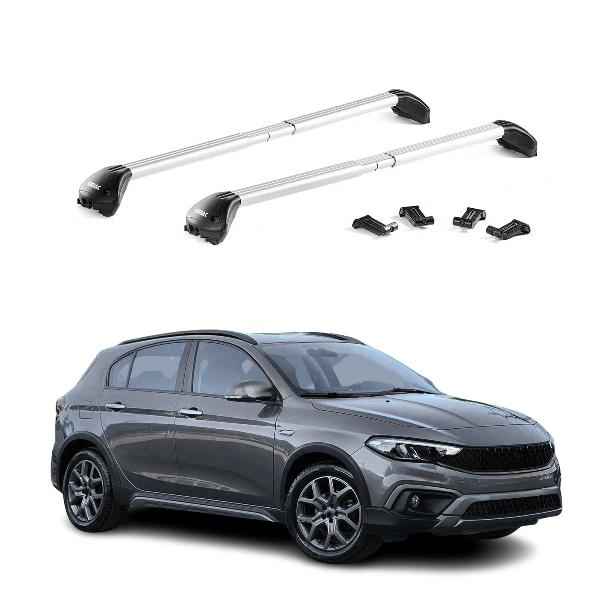 Dachträger Grundtäger für Fiat Tipo Cross 2020-2026 100kg Aluminium Silber ABE