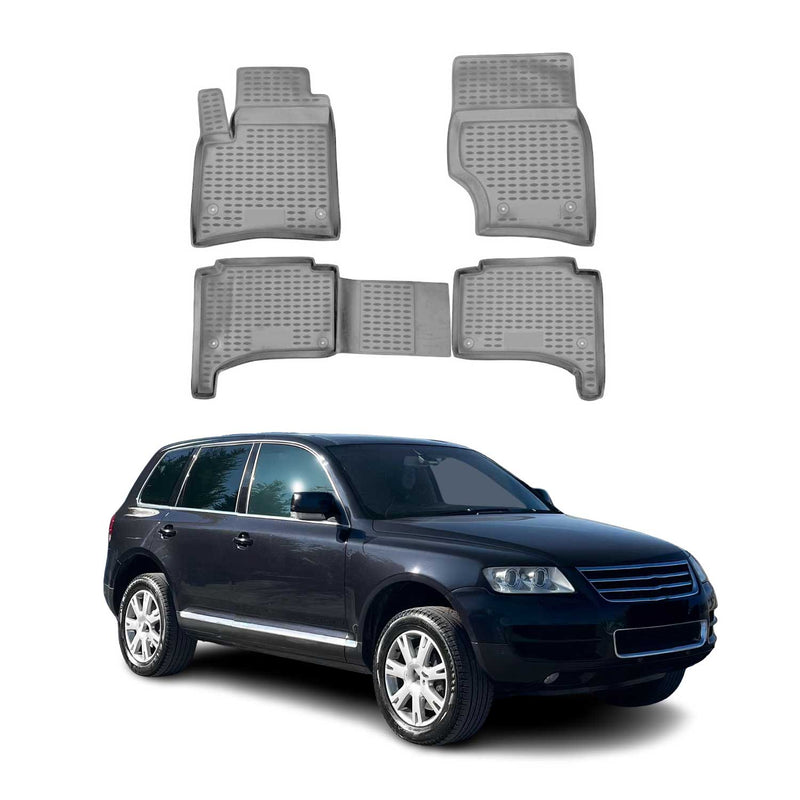 OMAC Gummimatten Fußmatten für VW Touareg 2002-2010 TPE Automatten Grau 4x
