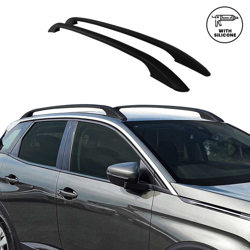 Aluminium Dachreling Relingträger für VW Polo 2009-2017 Schwarz 2tlg