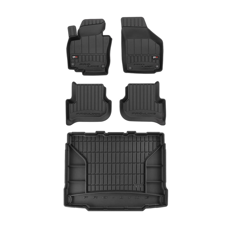 OMAC Fußmatten & Kofferraumwanne Set für Skoda Yeti 2009-2017 Gummi Schwarz 5x