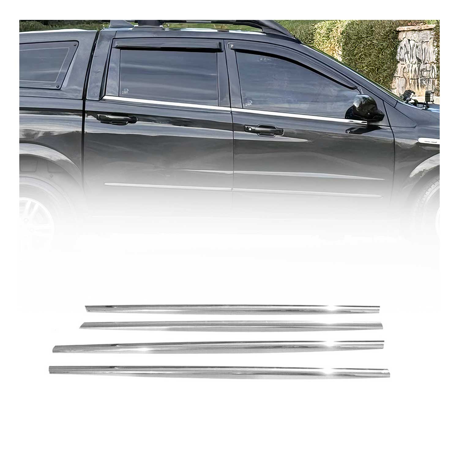 Fensterleisten Zierleisten für Ssangyong Actyon Sports 2006-2012 Edelstahl 4tlg