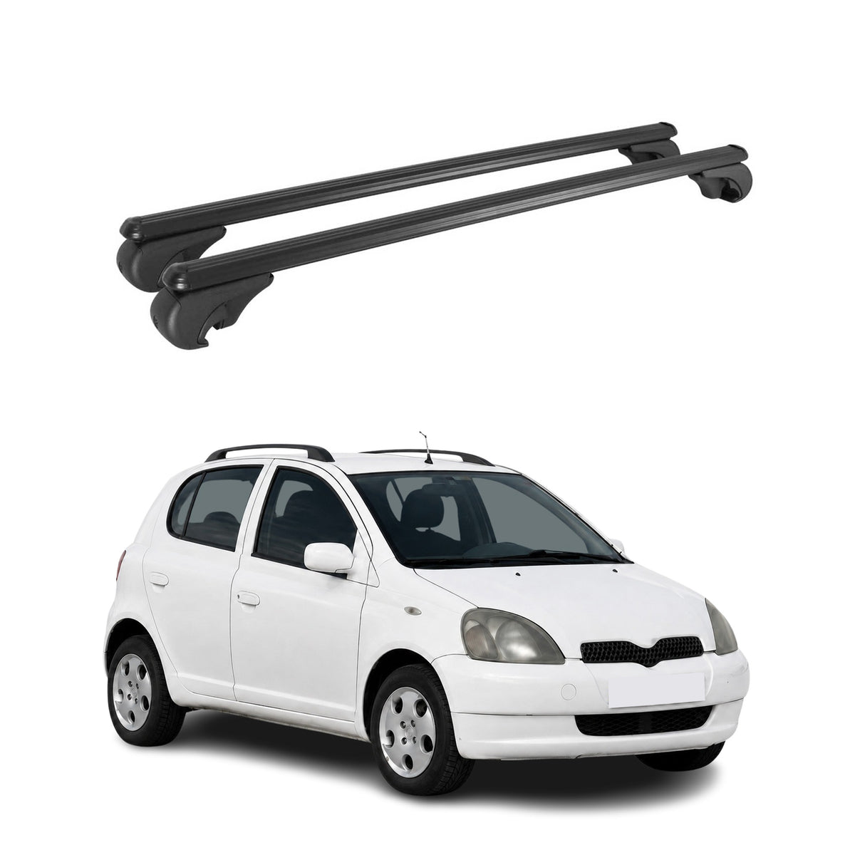 Dachträger Grundträger für Toyota Yaris I Schrägheck 1999-2005 TÜV Alu Schwarz