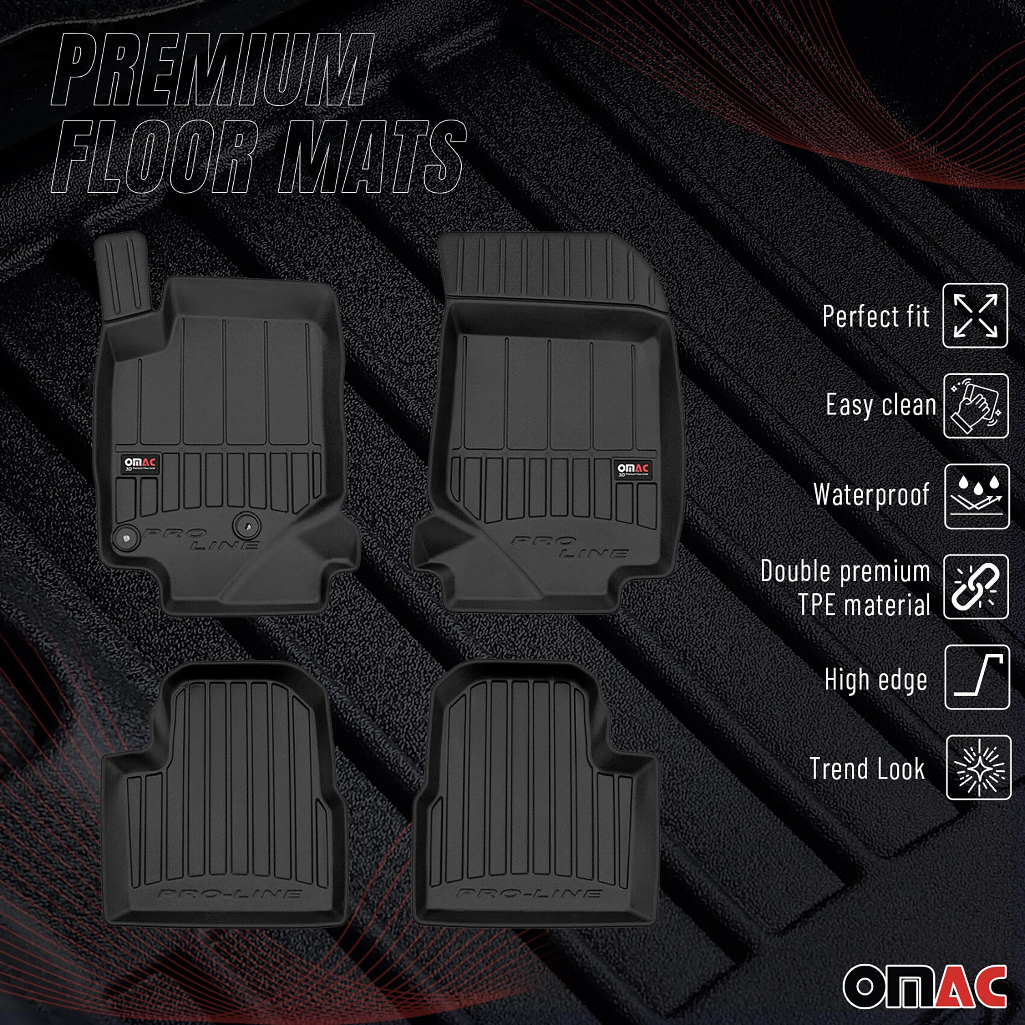 OMAC Gummi Fußmatten für Citroen C4 2021-2026 Premium TPE Automatten Schwarz 4x