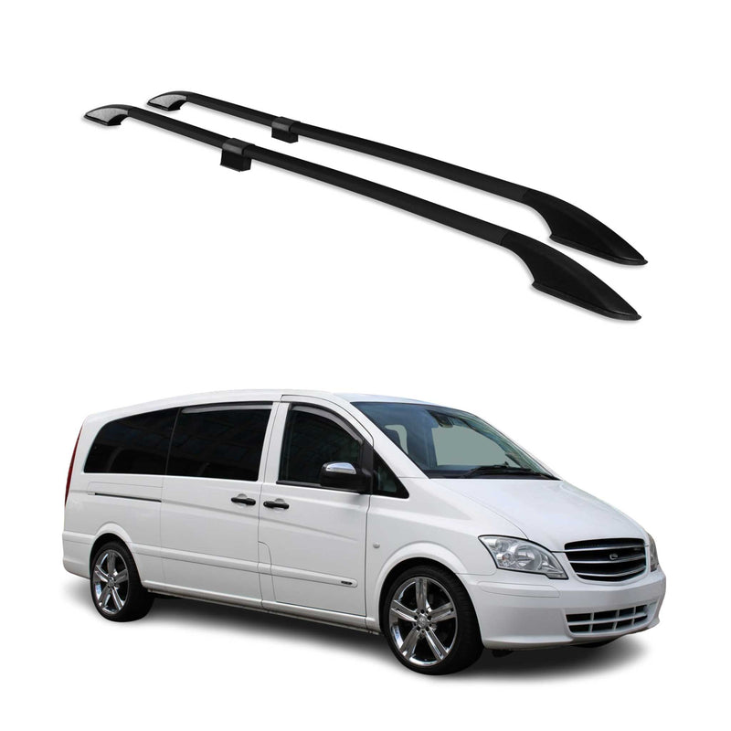 Dachreling für Mercedes Vito W639 2003-2024 L3 Extra Langer RS Schwarz Alu 2X