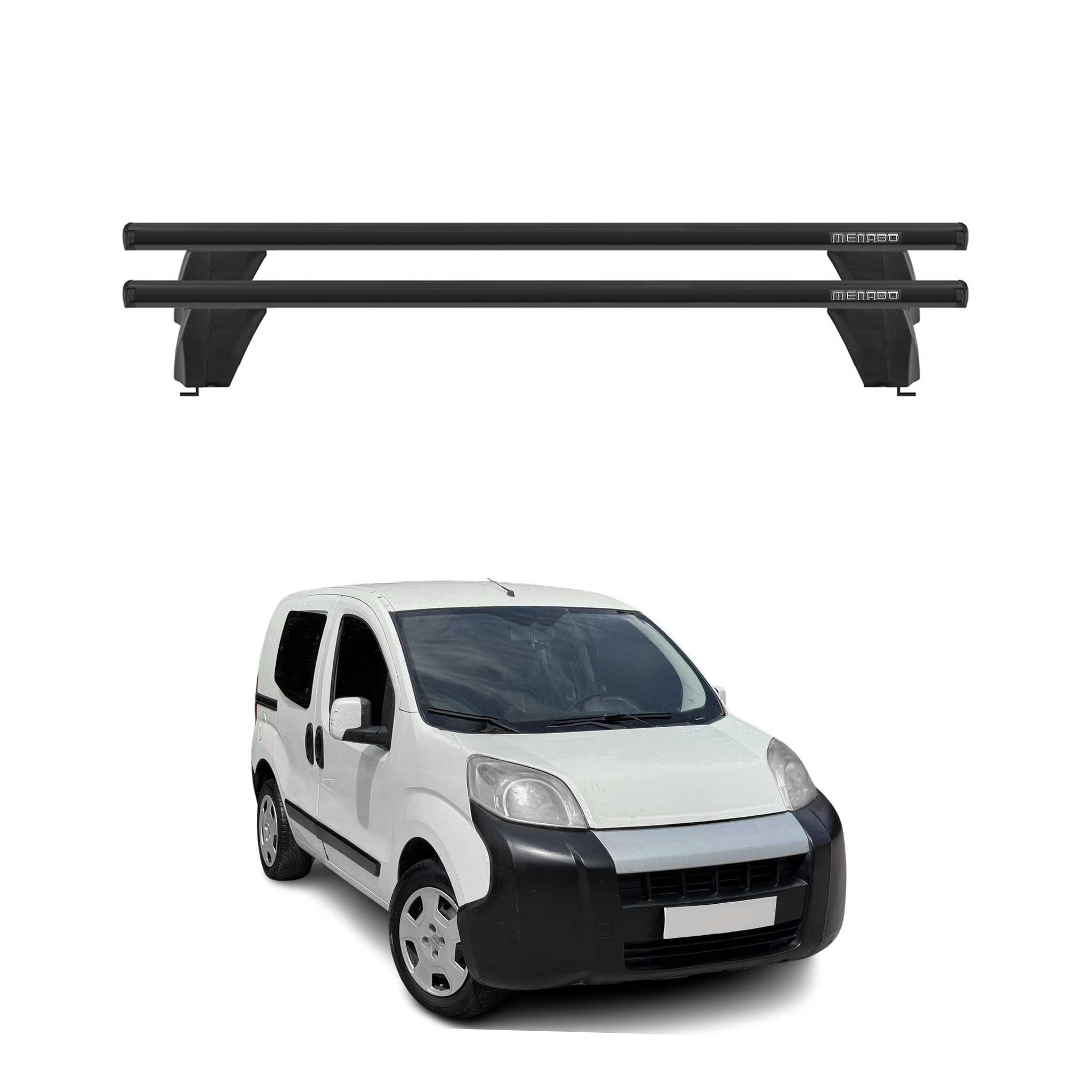 Menabo Dachträger Grundtäger für Fiat Qubo 2007-2016 75kg Alu Schwarz 2 tlg