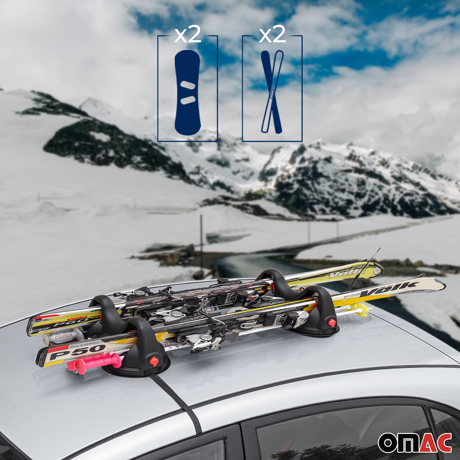 Menabo Magnetischer Skiträger Snowboardträger Dachträger Abschließbar Schwarz 2x