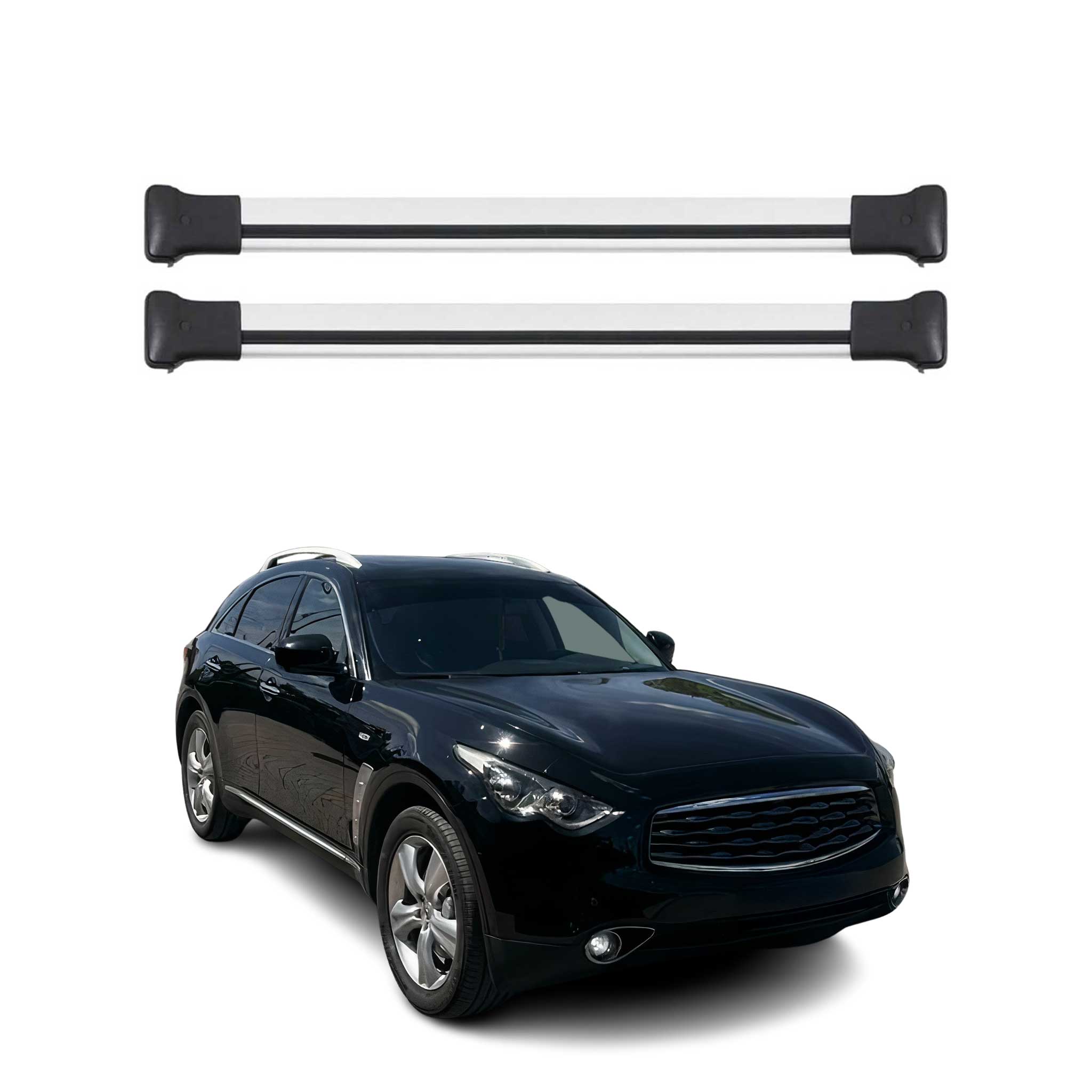 Dachträger Grundtäger für Infiniti FX 2003-2008 75kg Aluminium Silber 2 tlg