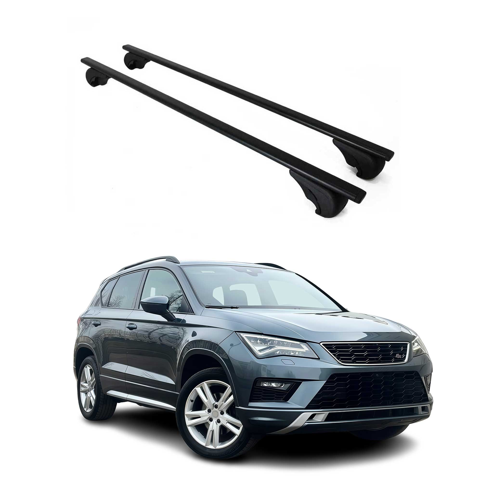 Dachträger Grundtäger für Seat Ateca 2016-2026 75kg Metall Schwarz 2 tlg