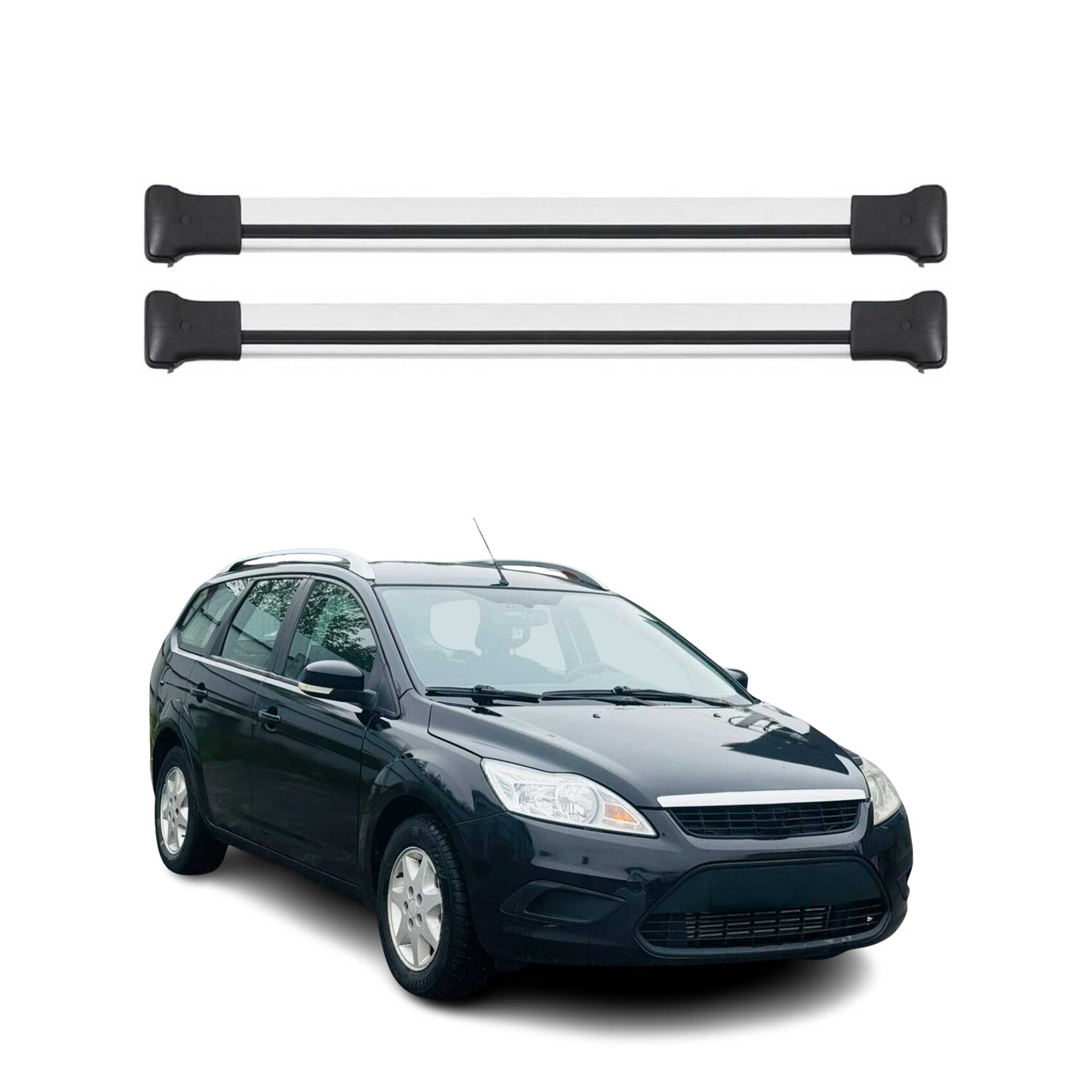 Dachträger Grundtäger für Ford Focus II Turnier 2008-2011 FL 75kg Alu Silber 2x
