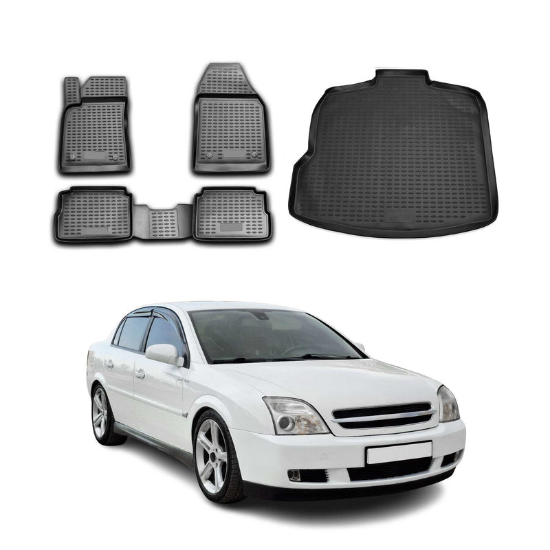 Fußmatten & Kofferraumwanne Set für Opel Vectra C 2002-2008 Gummi TPE Schwarz 5x