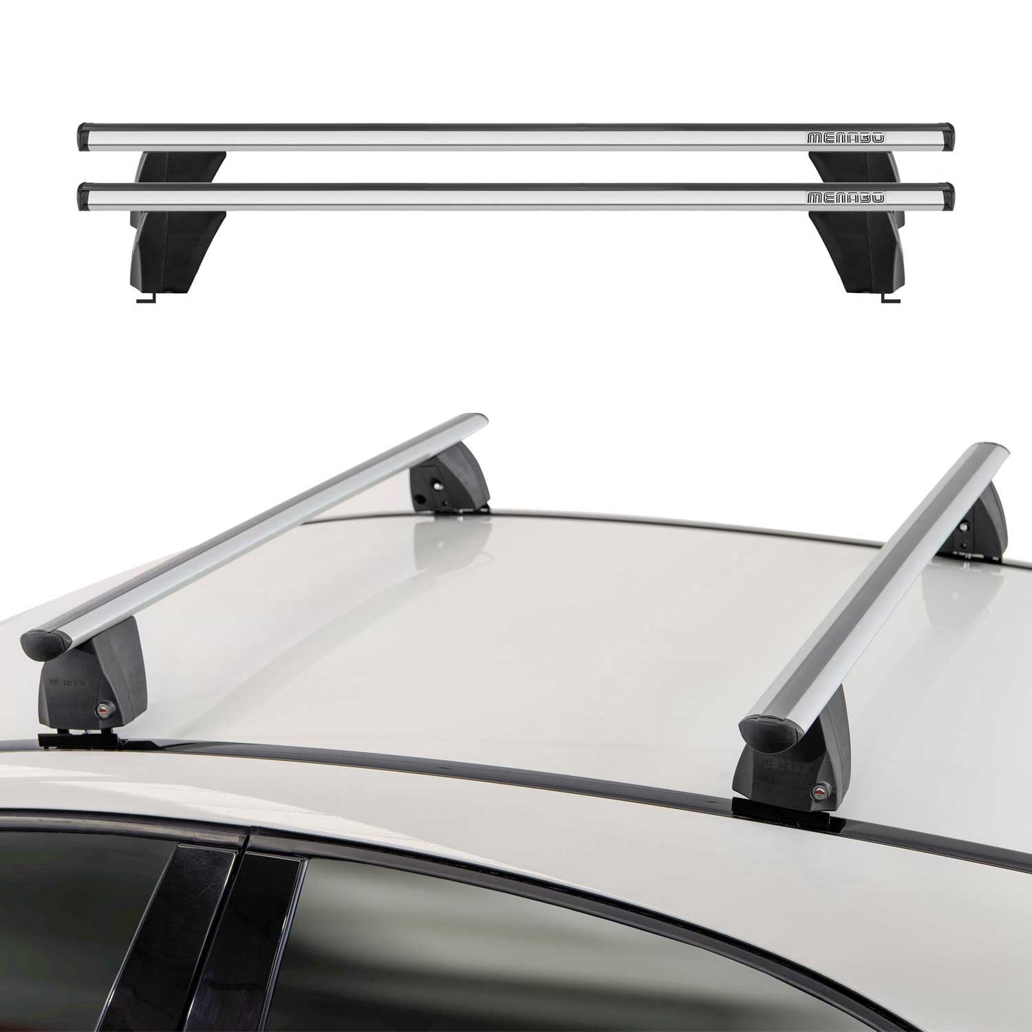 Menabo Dachträger Grundtäger für Nissan NV200 2009-2020 75kg Alu Silber 2 tlg