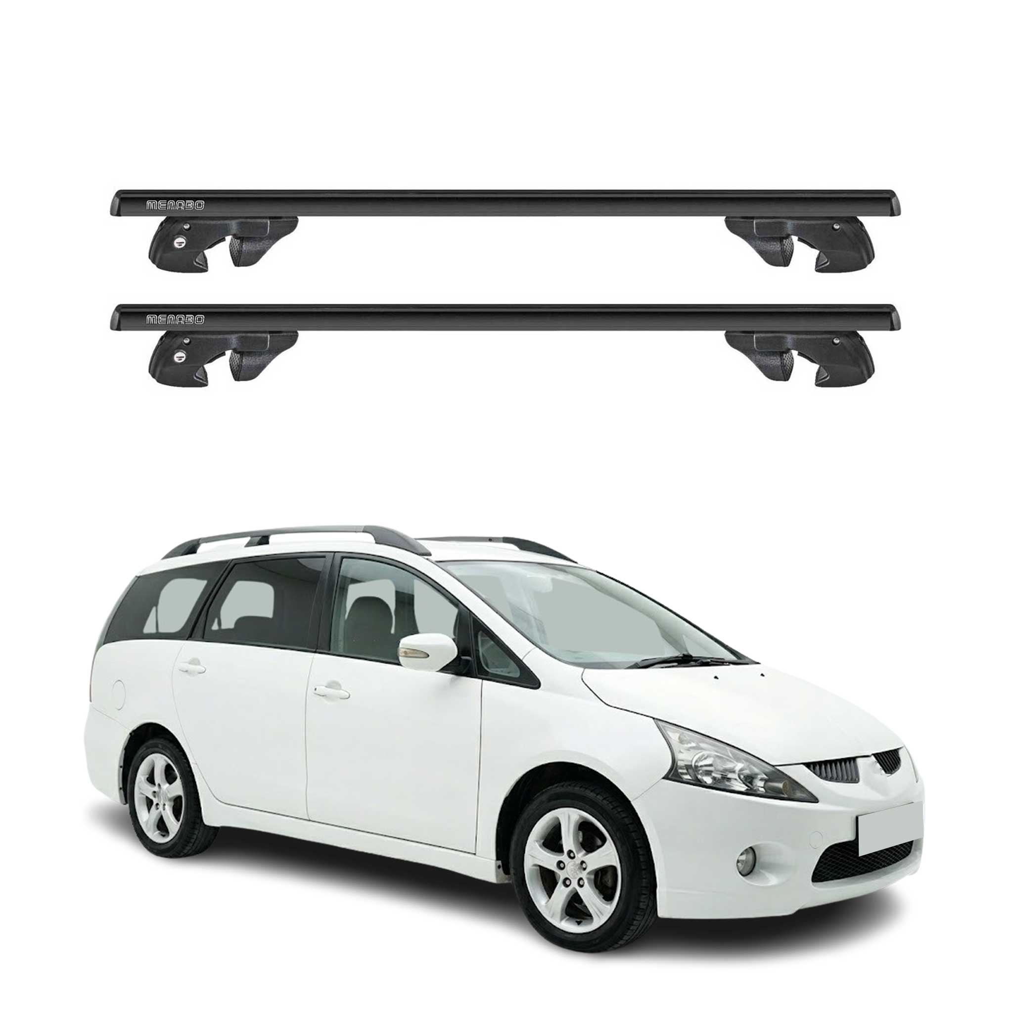 Dachträger für Mitsubishi Grandis / Space Wagon Mk4 2003-2010 Alu TÜV Schwarz 2x