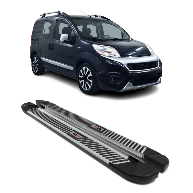 Trittbretter Seitenbretter Seitenschweller für Fiat Fiorino 2008-24 Alu Schwarz