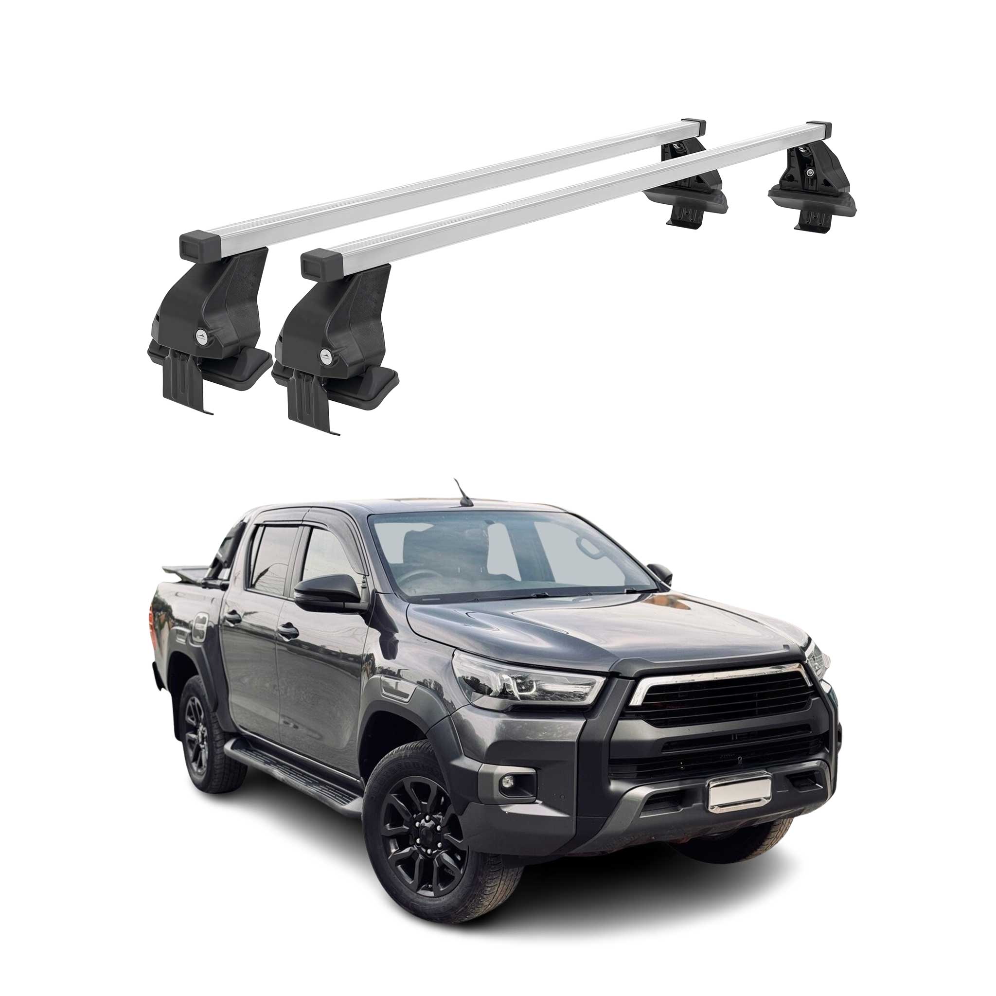 Menabo Dachträger Grundtäger für Toyota Hilux 2015-2020 50kg Stahl Silber 2 tlg