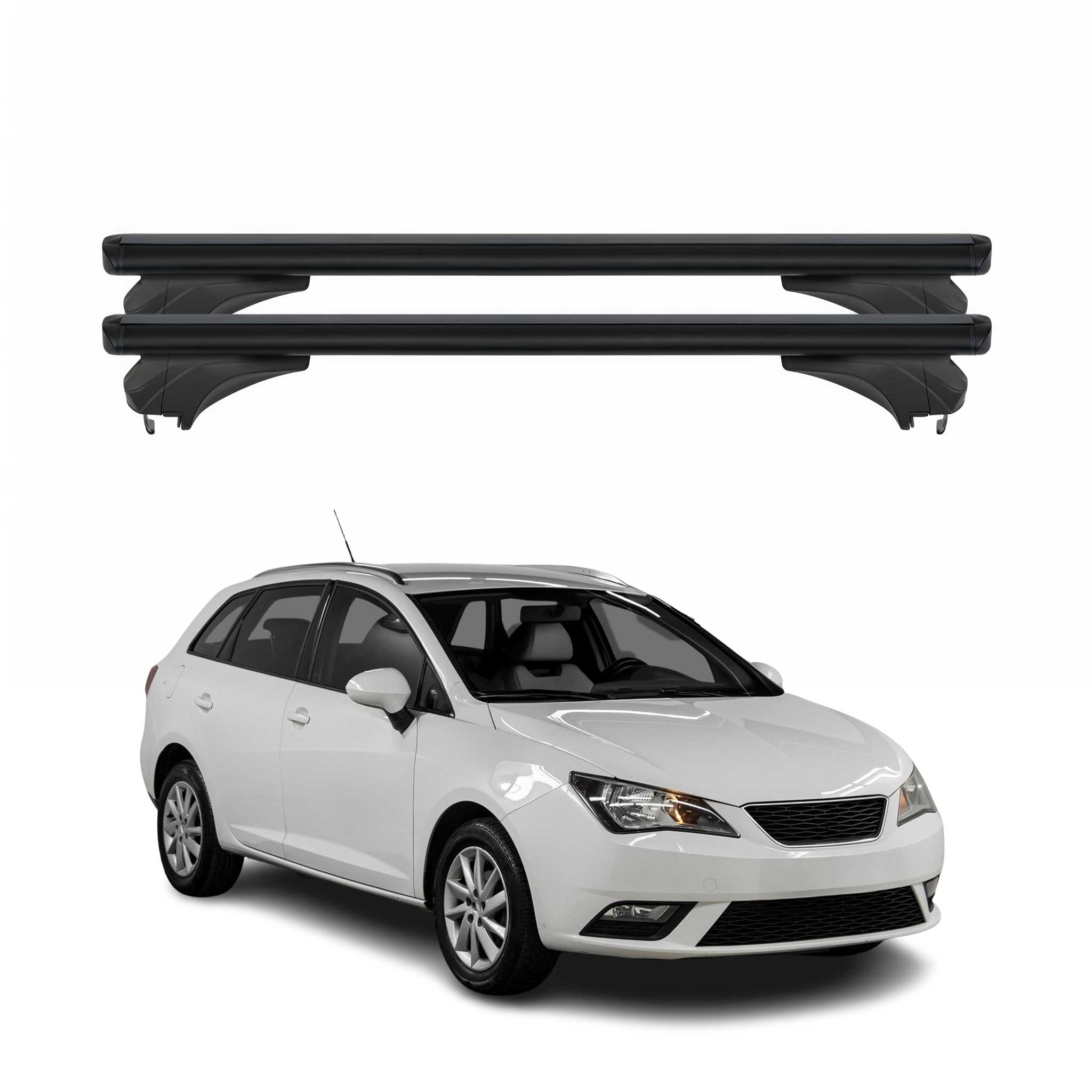 Menabo Dachträger Grundtäger für Seat Ibiza IV ST 2010-2016 Aluminium Schwarz 2x