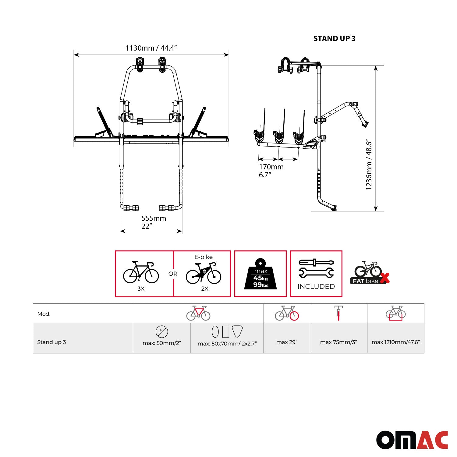 Menabo Fahrradträger 3 Fahrräder für Opel Meriva 2003-2026 Alu Schwarz Silber
